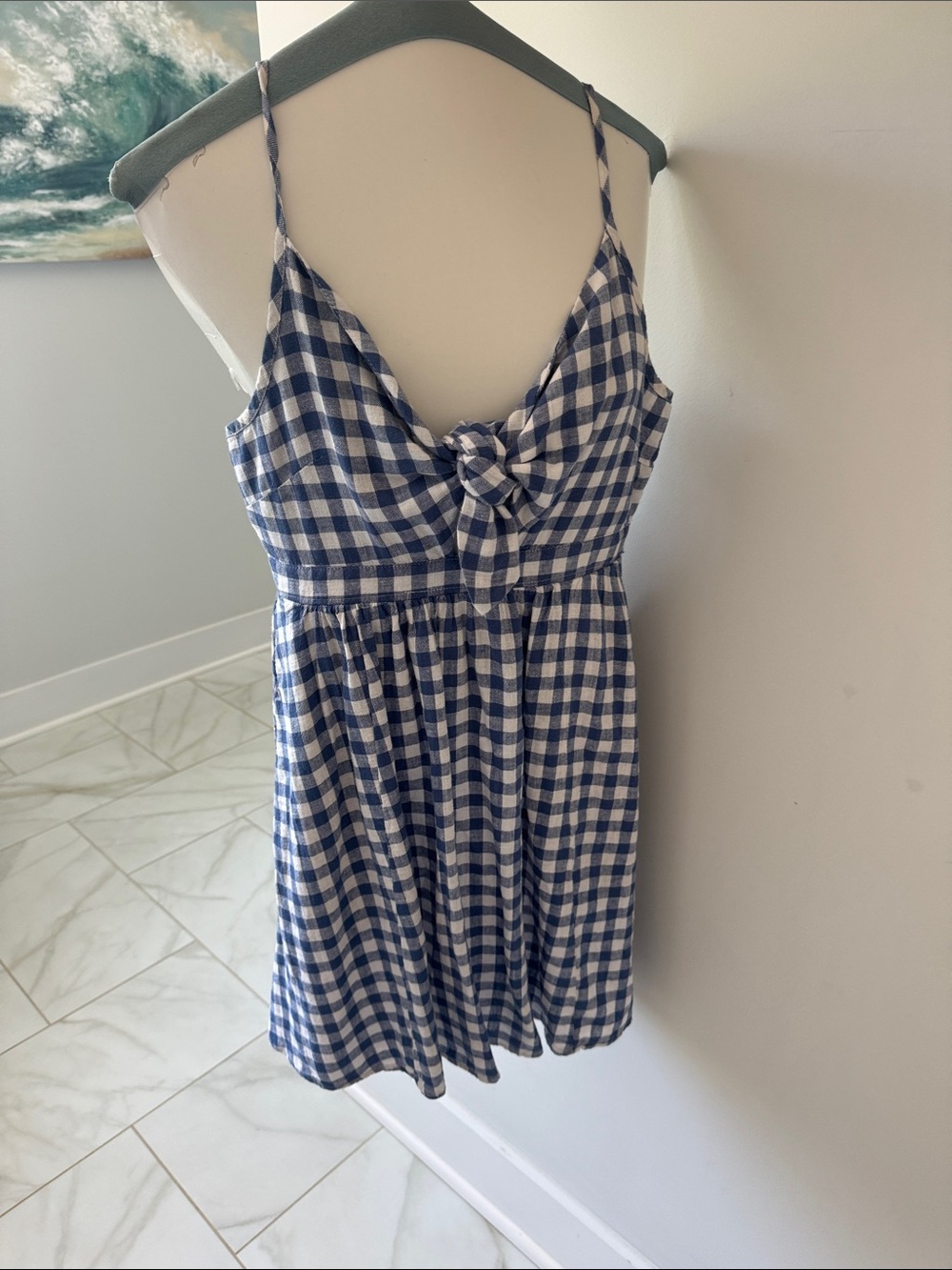 Old Navy Blue and White Gingham Tie-Front Sundress
